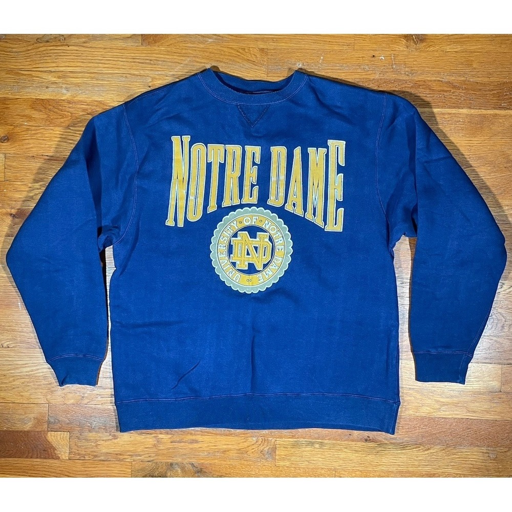 Vintage Notre Dame Navy Blue Galt Sand Sweatshirt XL USA Distressed College